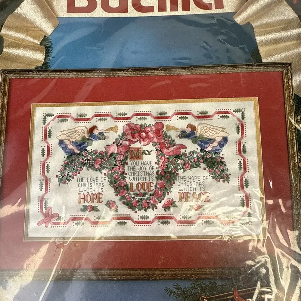 Vintage Bucilla Hope Love Peace Cross Stitch Kit  #83077‎
